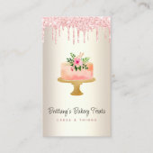 QR Code Cake Blush Roze Glitter Druppels Goud Bakk Visitekaartje (Voorkant)