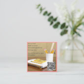 QR Code Calculator Pink Tutor Math Teacher Vierkante Visitekaartje (Staand voorkant)