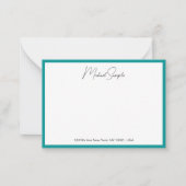 QR-code Calligrafie Script Naam Wit en Teal Notitiekaartje (Voorkant)