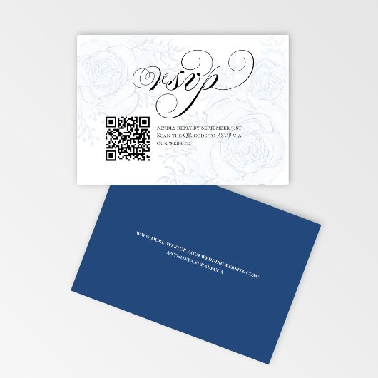 QR Code Calligraphy Wedding RSVP Response Card Kaartje