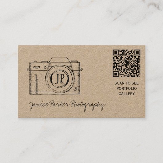 QR CODE  camerafotograaf kraft Visitekaartje (Voorkant)