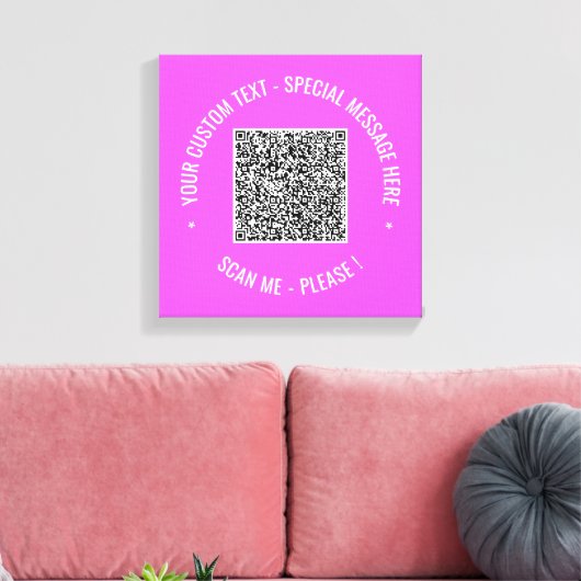 QR Code Canvas Aftasten Info en Aangepaste Tekst Afdruk (Insitu (Woonkamer))
