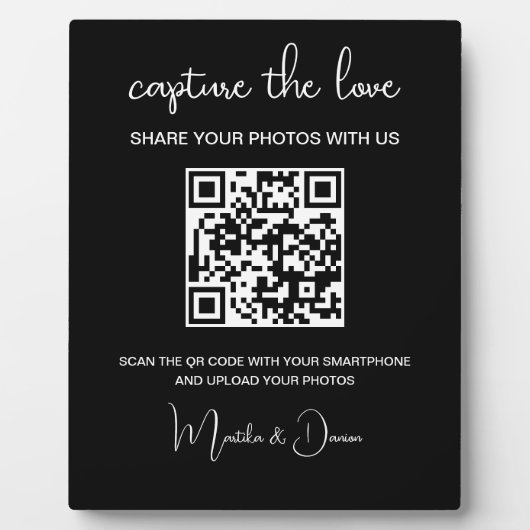 QR-code Capture the Love Wedding Photo Album Fotoplaat (Voorkant)