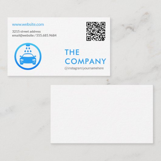 QR-code | Car Wash Logo Visitekaartje (Voorkant / Achterkant)
