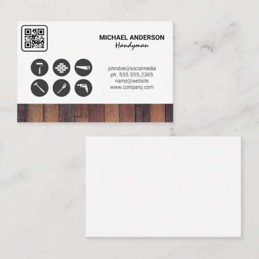 Qr-code | Carpentry-pictogrammen Visitekaartje (Voorkant / Achterkant)