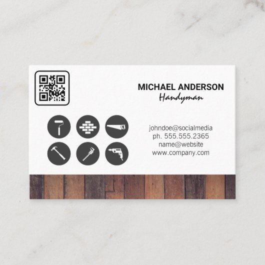 Qr-code | Carpentry-pictogrammen Visitekaartje (Voorkant)