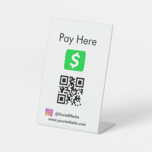QR Code Cash App Reclamebord Met Voetstuk