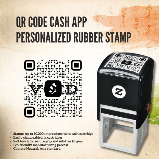 QR Code Cash App Speciaal Rubberstempel Zelfinktende Stempel