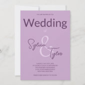 QR-code Casual Typografie Paars huwelijk Kaart (Voorkant)