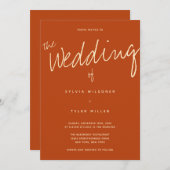 QR Code Casual Typografie verbrand Oranje huwelijk Kaart (Voorkant / Achterkant)