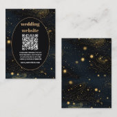 QR code Celestial Crescent Moon Goud Bruiloft Informatiekaartje (Voorkant / Achterkant)