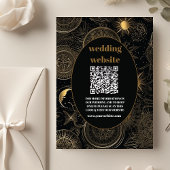 qr code Celestial Zwart Goud Bruiloft Informatiekaartje