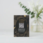 qr code Celestial Zwart Goud Bruiloft Informatiekaartje (Staand voorkant)