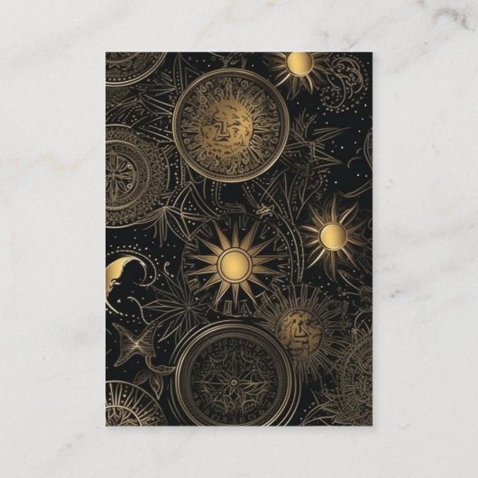 qr code Celestial Zwart Goud Bruiloft Informatiekaartje (Achterkant)