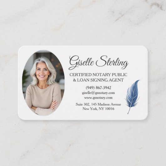 QR Code Certified Notary Public Navy Blue Visitekaartje (Voorkant)