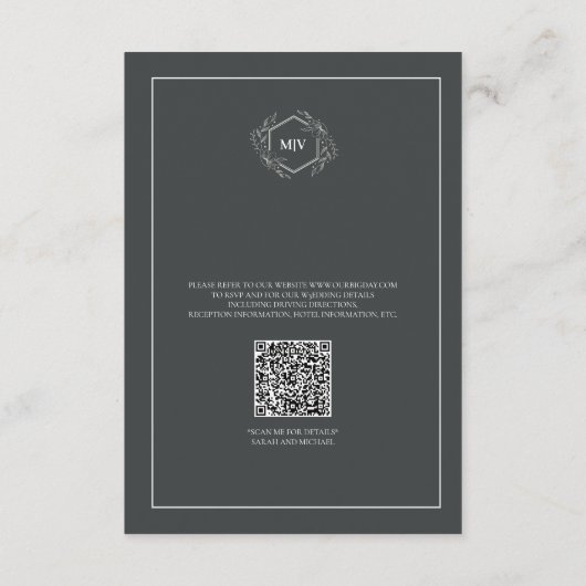 QR Code Charcoal Grey Enclosure Card Details Informatiekaartje (Achterkant)