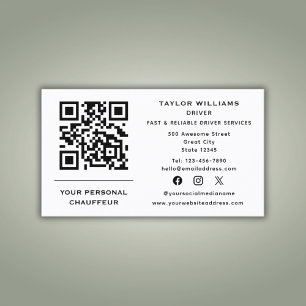 QR Code Chauffeur Service Taxi Chauffeur Social Me Visitekaartje