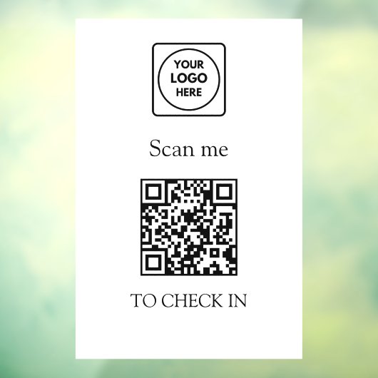 QR Code Check-In | Business Logo Display Sign Raamsticker (Vel 3)