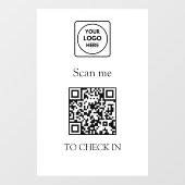QR Code Check-In | Business Logo Display Sign Raamsticker (Vel)