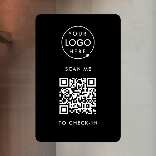 QR Code Check-In | Zwart Zakelijk Logo Contactloos Raamsticker