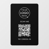 QR Code Check-In | Zwart Zakelijk Logo Contactloos Raamsticker (Vel)