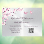 QR-code | Cherry Blossom Pink Silver Salon Raamsticker (Vel 3)