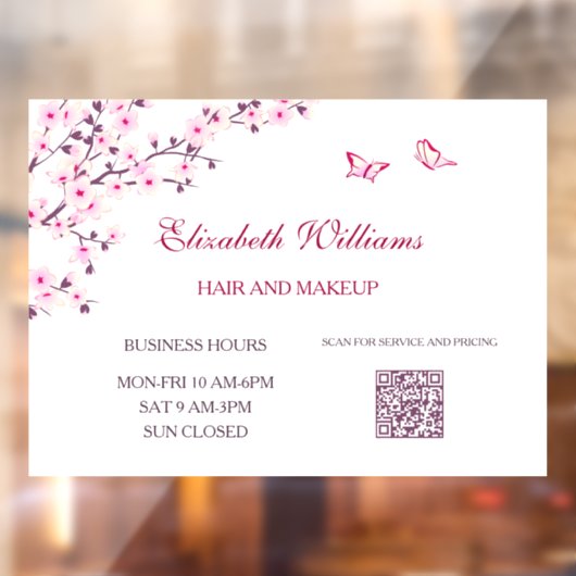 QR-code | Cherry Blossom Pink White Raamsticker (Vel 2)