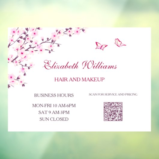 QR-code | Cherry Blossom Pink White Raamsticker (Vel 3)