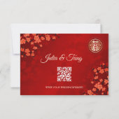 QR-code | Cherry Blossom Red RSVP Chinese bruiloft Kaart (Achterkant)