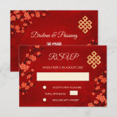 QR-code | Cherry Blossom Red RSVP Kaartje (Voorkant / Achterkant)