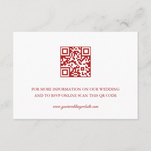 QR-code | Cherry Blossom Red White Chinese Weddens Informatiekaartje (Achterkant)