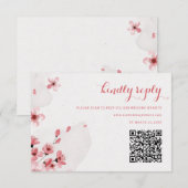 QR Code Cherry Blossom Wedding RSVP Kaart (Voorkant / Achterkant)