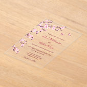 QR Code | Cherry Blossoms  Pink White Wedding Acryl Uitnodigingen (Laagn)