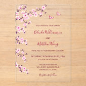 QR Code | Cherry Blossoms  Pink White Wedding Acryl Uitnodigingen (Voorkant)
