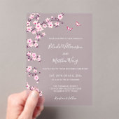 QR Code | Cherry Blossoms  Pink White Wedding Acryl Uitnodigingen (Insitu (Draagbaar))