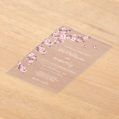 QR Code | Cherry Blossoms  Pink White Wedding Acryl Uitnodigingen (Laagn)