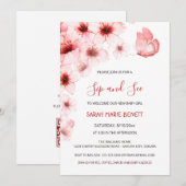 QR Code Cherry Blossoms Watercolor Baby Shower Kaart (Voorkant / Achterkant)