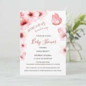 QR Code Cherry Blossoms Waterverf Baby shower Kaart (Staand voorkant)