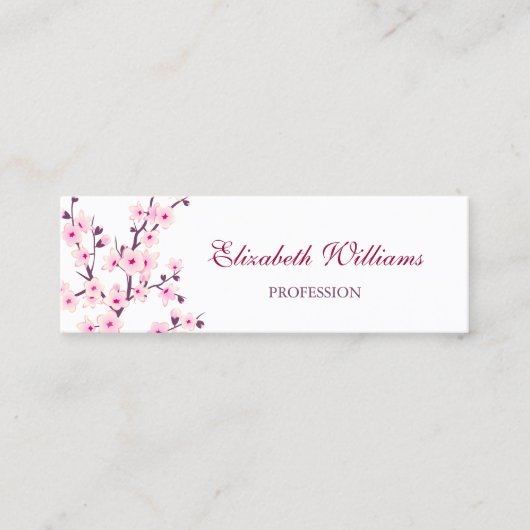 QR-code Cherry Blosspiroze White Mini Visitekaartje (Voorkant)