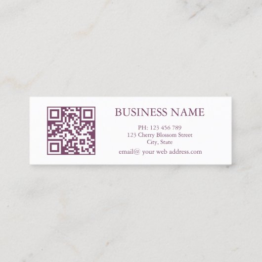 QR-code Cherry Blosspiroze White Mini Visitekaartje (Achterkant)