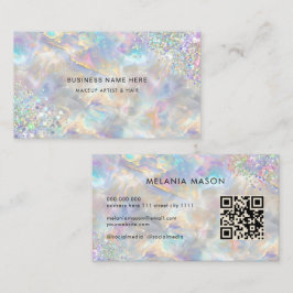 QR Code Chic Holografische Glitter Irediscent Opal Visitekaartje