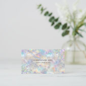 QR Code Chic Holografische Glitter Irediscent Opal Visitekaartje (Staand voorkant)