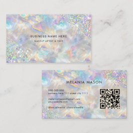 QR Code Chic Holografische Glitter Iridescente Opa Visitekaartje