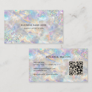 QR Code Chic Holografische Glitter Iridescente Opa Visitekaartje