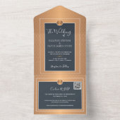 QR CODE chic marvy kopergoud online RSVP bruiloft All In One Uitnodiging (Binnen)