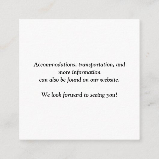 QR Code Chic Script Weddenschap Informatiekaartje (Achterkant)