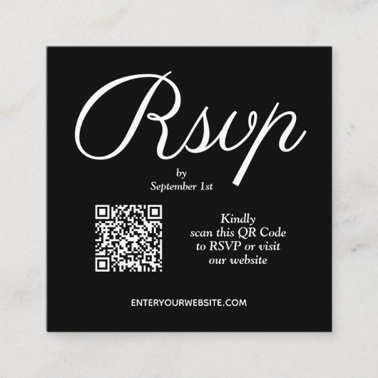 QR Code Chic Script Weddenschap Informatiekaartje (Voorkant)