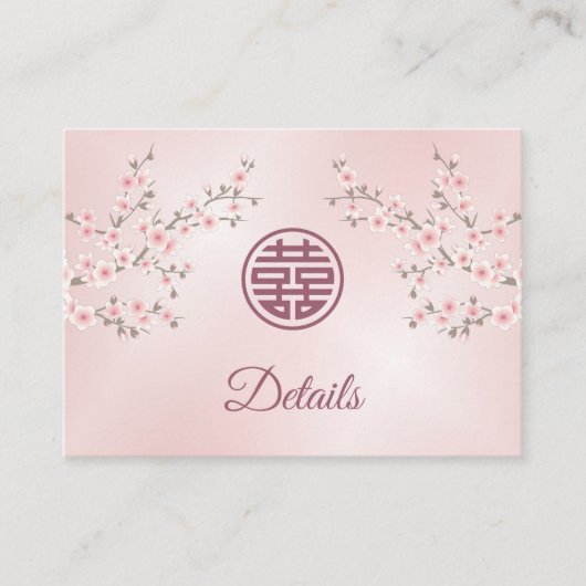 QR-code | Chinese bruiloft Dusty Pink Details Informatiekaartje (Voorkant)