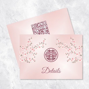 QR-code Chinese bruiloft Dusty Pink Details Informatiekaartje