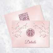 QR-code | Chinese bruiloft Dusty Pink Details Informatiekaartje